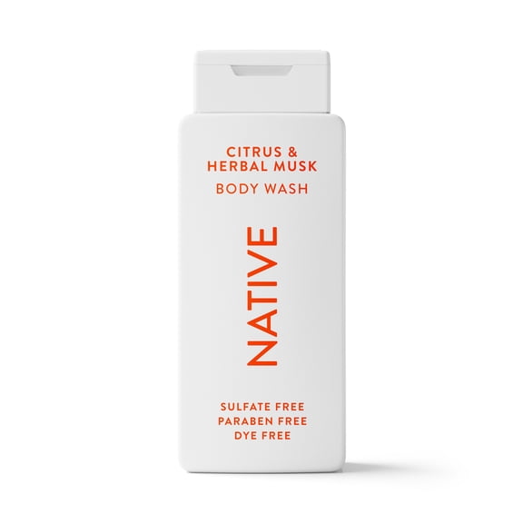 Native Body Wash, Citrus & Herbal Musk, Sulfate Free, Naturally Derived Ingredients, 24hr Freshness, for Women & Men, 18 fl oz
