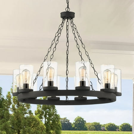 

ACROMA 10 Light 31In Modern Farmhouse Wagon Wheel Chandelier-UL - N/A