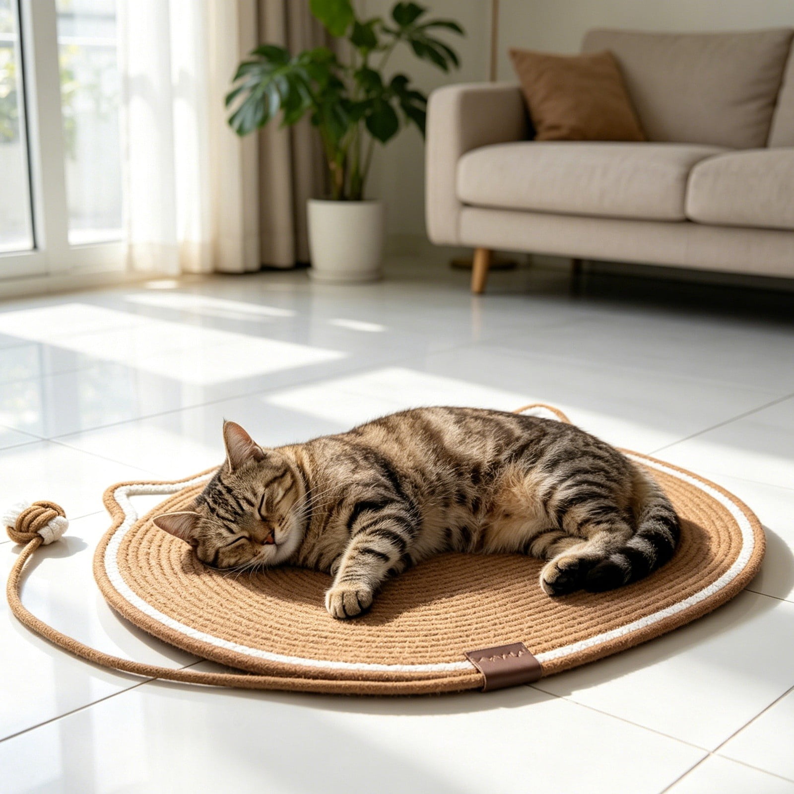Cat Scratching Mat With Integrated Washable Bed for Indoor Kitties Interactive Toy Rope and Combo