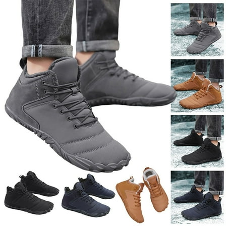 

Warm Snow Boots Plush Lined Hiking Shoes Sneakers For Womens Mens Gray 37 Fangkenuo