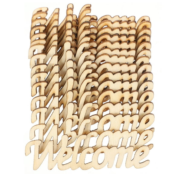 MERRYHAPY 30pcs Unfinished Wood Welcome Sign Cutouts Rectangular Shape Craft for Home Wedding Party Decoration