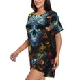 thumbnail image 2 of Fotbe Butterfly Flower Skull A Print Pajama Set for Women 2 Piece Loungewear Short Sleeve Tops and Shorts Set Soft Sleepwear-Small, 2 of 7