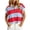 Blue, variant on Women's Collared Striped Print Half-Button Rolled Cuff Cropped Loose Fit Casual Polo Shirts for Women Summer Everyday Wear