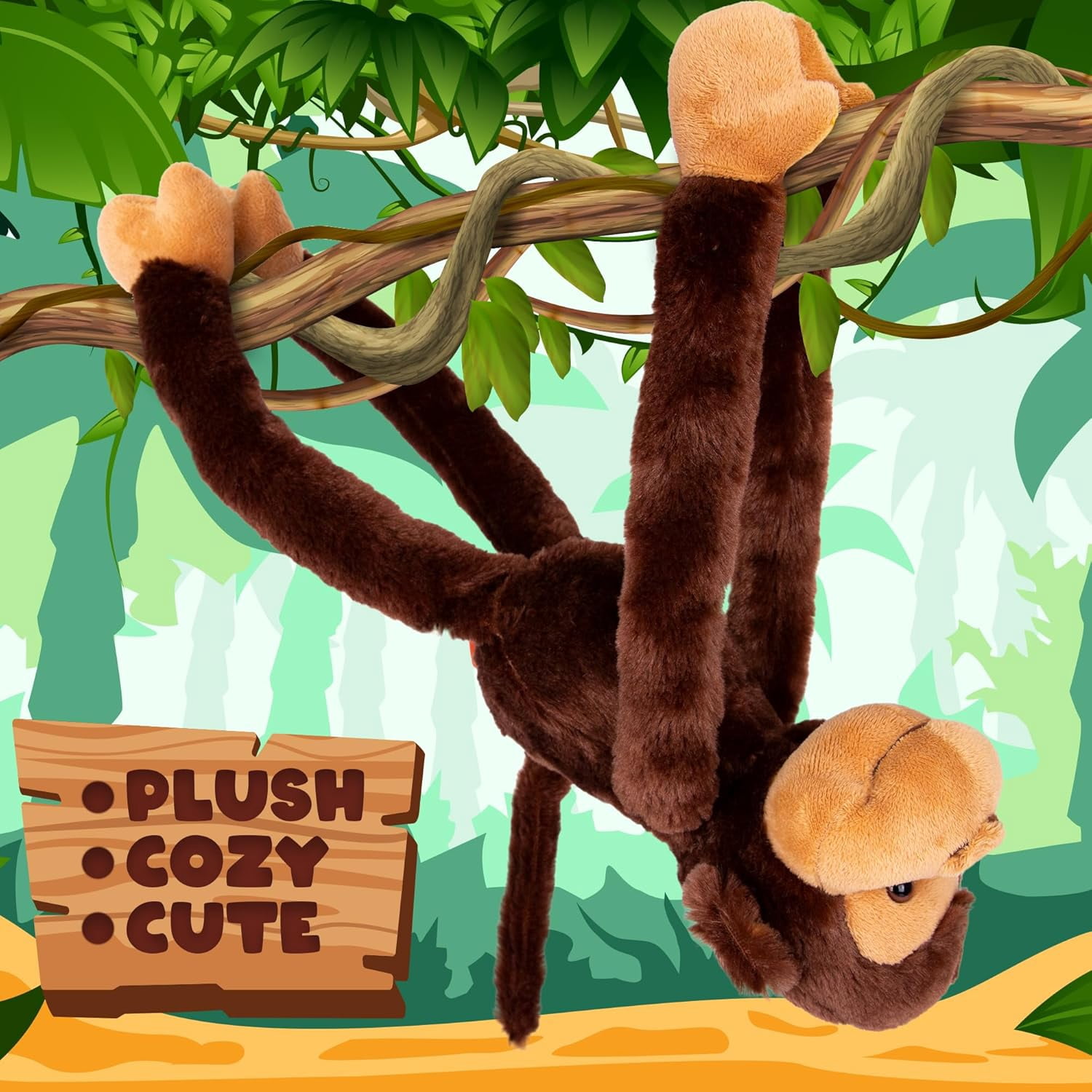 ArtCreativity 23" Long Arm Plush Monkey – Soft Hanging Stuffed Animal for Kids Ages 3+, Monkey Character, Nursery Decor & Gifts