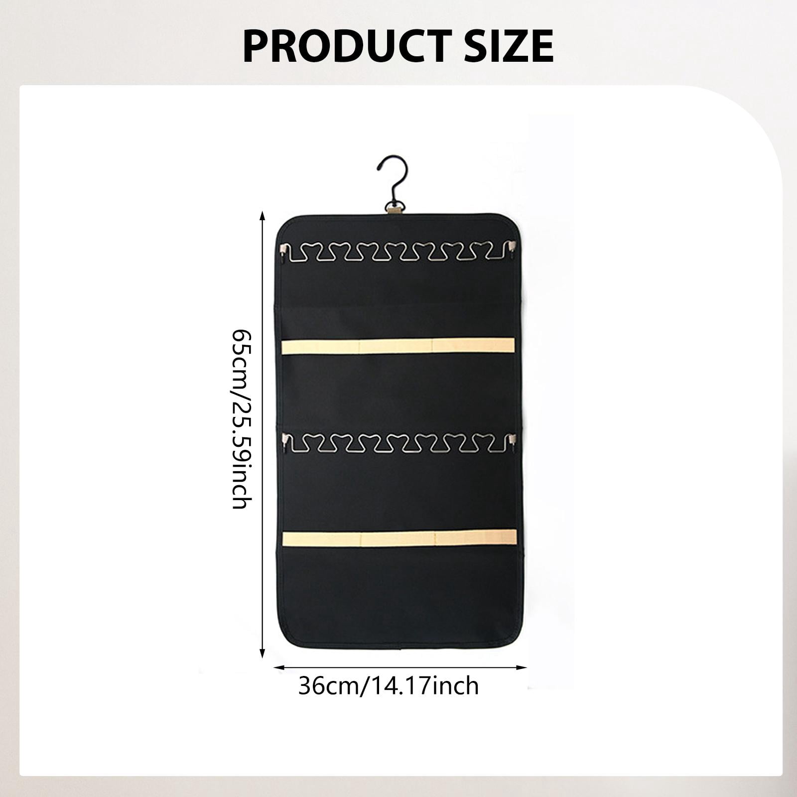 FVDPWYE Double Sided Hanging Jewelry Organizer Jewelry Roll for Earrings Rings Wall Door Black