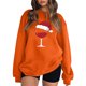 thumbnail image 1 of Gibobby Sudadera navideña mujer Sudadera con estampado navideño para mujer, holgada, cuello redondo, manga larga, informal, básica, sin capucha(Naranja,M), 1 of 3