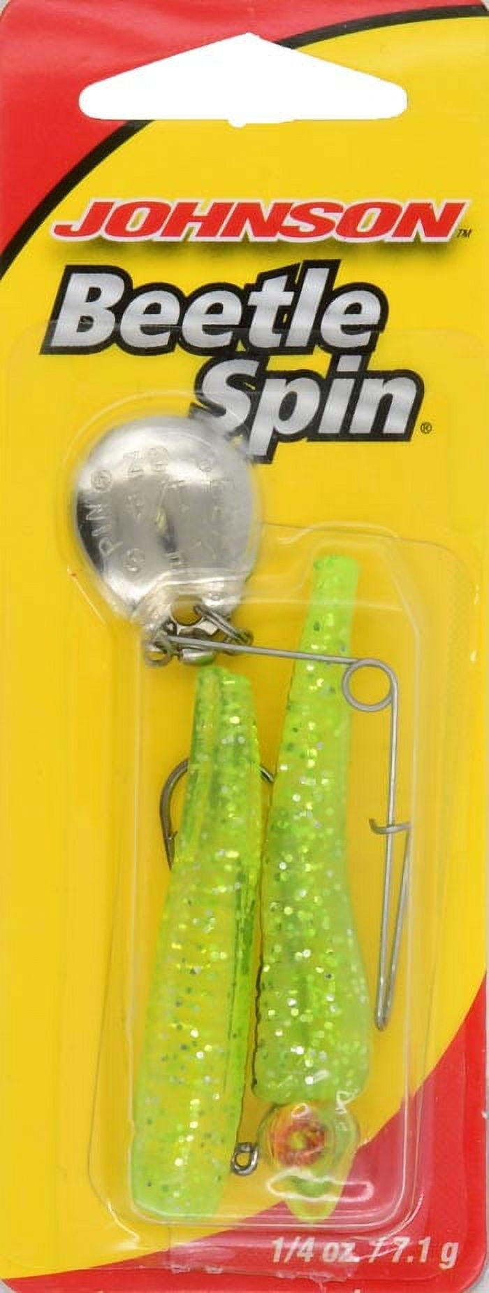 (3 pack) Johnson Original Beetle Spin Fishing Lure, Chartreuse, 2 in