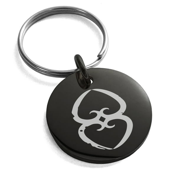 Stainless Steel Ancient Tribal Mother Earth Rune Engraved Small Medallion Circle Charm Keychain Keyring