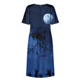 thumbnail image 6 of Women's Halloween Print Casual Dress, Round Neck with Pockets, Comfortable Relaxed Fit for Everyday Outings, Halloween Themed Cosplay Dress Blue B 3XL, 6 of 6