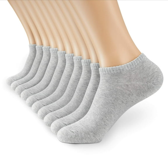 MONFOOT Women's and Men's 10-Pack Thin Cotton Low Cut Ankle Socks Grey