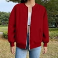 thumbnail image 2 of iHPH7 Workout Jackets for Woman Stand Collar Jacket Women Fall Womens Clothes Oversized Bomber Jacket Women Fall Fashion Zip-up Sweatshirts for Women Womens Fall Jackets Red M, 2 of 6
