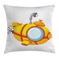 thumbnail image 1 of Yellow Submarine Decor Throw Pillow Cushion Cover, Illustration of a Bathyscaphe Cartoon Style Design Print, Decorative Square Accent Pillow Case, 18 X 18 Inches, Light Yellow Orange, by Ambesonne, 1 of 2