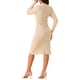 thumbnail image 3 of Vestido de suéter midi de punto acanalado de ajuste ceñido de manga larga con escote cuadrado para mujer XL en color albaricoque, 3 of 5