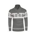 thumbnail image 3 of Faithtur Men's Cute Christmas Sweater Snowflake Print Long Sleeve Henley Neck Pullover Holiday Knitwear, 3 of 6