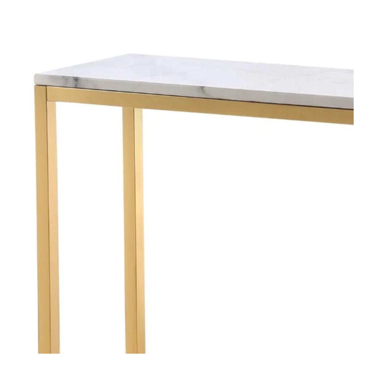 Console Boca avec plateau en faux marbre et base en acier inoxydable doré
