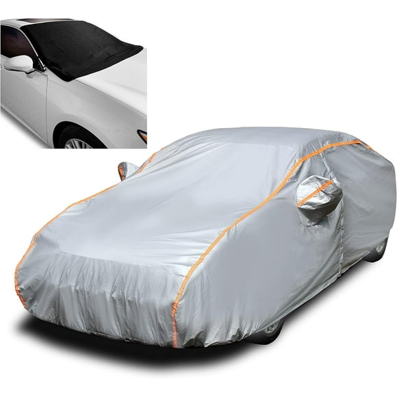LAICAIW ANITANT 9 Layers Small Car Cover for Automobiles All Weather Waterproof (Gift Windshield Cover) Carpa para Carro Full Exterior Covers Fit Tesla Model 3 Honda Civic Mercedes c300 BMW M3 Fit 1