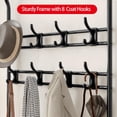 thumbnail image 3 of Ourlova 70.9 Inch Tall Narrow Metal Coat Rack Wooden Shoe Bench 4 in 1 Rustic Gray Storage Shelf with 8 Hooks, 3 of 7
