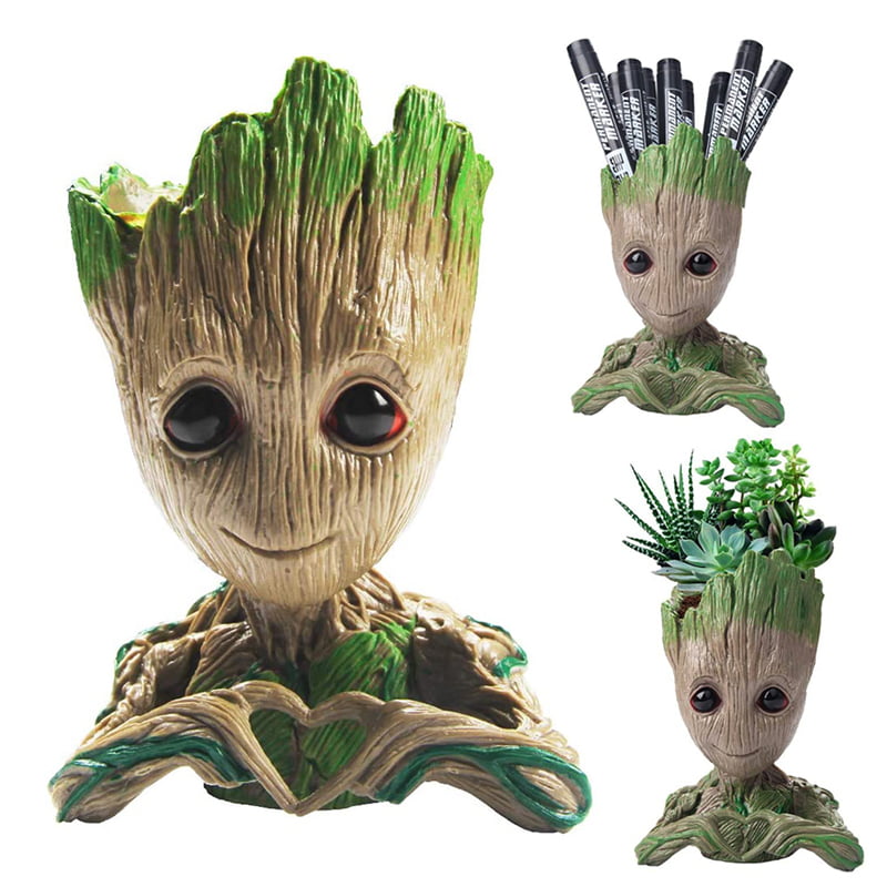 Groot Tree Pen Pot Figure Man Green Flowerpot Of Guardians Galaxy Gift Hot 