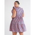 thumbnail image 2 of Time and Tru Women's and Women's Plus Mini Dress with Flutter Sleeves, Sizes XS-4X, 2 of 5