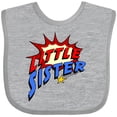 thumbnail image 3 of Inktastic Little Sister Superhero Girls Baby Bib, 3 of 4