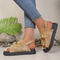 thumbnail image 2 of Summer Slide for Women with Back Strap Breathable Retro Canvas Frayed Sandals Comfortable Open Toe Platform Dress Shoes Brown Size 8, 2 of 7