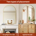 thumbnail image 6 of Blorly Bathroom Mirror, 24"X36" Inch Gold Wall Vanity Arch Mirror, Rounded Arch Mirror, Anti-Rust, Tempered Glass, Hangs Vertically, 6 of 9
