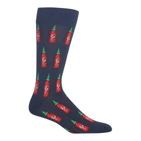 HOTSOX Navy Graphic Hot Sauce Novelty Crew Socks 10-13