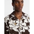 thumbnail image 4 of No Boundaries Boxy Fit Linen Blend Patterned Resort Shirt, Men's XS-4XLT, 4 of 5