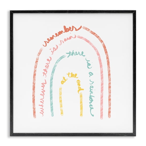 Stupell Industries Bohemian Remember Where There Is Rain Phrase Text Rainbow Black Framed Giclee Art, 12 x 12, by Anna Quach