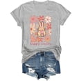 thumbnail image 5 of Women's Fashion Casual Easter Print Round Neck Short Sleeve T-Shirt Top Light Gray XL, 5 of 5