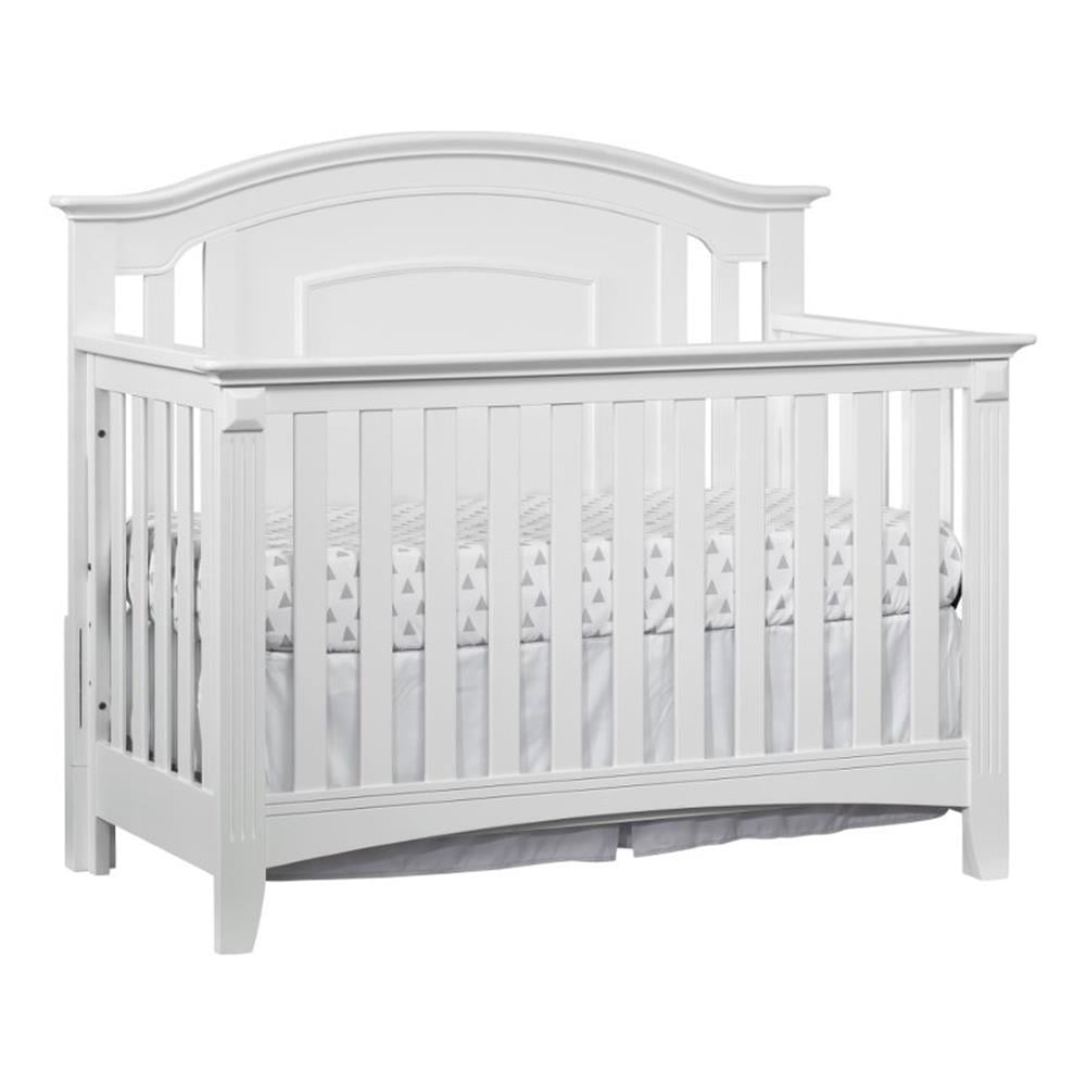 Pemberly Row Set of 2 Wood 4-in-1 Convertible Crib & Nightstand in White
