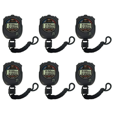 OUNONA 6-Pack Professional Game Stopwatch Set, Easy-to-Use Training Timer in Black for Sports and Fitness