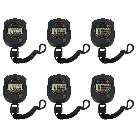 OUNONA 6-Pack Professional Game Stopwatch Set, Easy-to-Use Training Timer in Black for Sports and Fitness