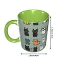 thumbnail image 3 of Cute Cat Doodle Coffee Mug Fun Custom Ceramic Mugs 11oz Green, 3 of 5