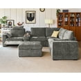thumbnail image 5 of BEDEEP 133.9'' Power Recliner Sofa with Headrest Console, Modular Cloud Sectional Chenille Reclining Couch with Storage Ottoman Chaise, Convertible 6-Seater Sofa Couch for Living Room RV, Gray, 5 of 11