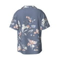 thumbnail image 2 of Naloa Watercolor Flowers Butterfly Men's Loose Fit Cuban Collar Short-Sleeve Shirt with Button-down and Chest Pocket for Everyday Wear Outings - Small, 2 of 7