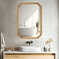 thumbnail image 4 of Magnifique Rounded Corner Arch Wall Mirror with Wood Frame for Bathroom 24" x 36", Natural Wood Color, 4 of 8