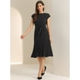 thumbnail image 2 of DARING DIVA Pleated Dress Sleeveless Tie Waist A-Line Dress L Black, 2 of 6