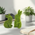 thumbnail image 5 of 2 Pcs Easter Bunny Decorations,Green Faux Moss Flocked Easter Spring Bunnies Figure, Moss Bunny Figurines For Easter Party Favors Porch Garden Indoor Outdoor Decor, 5 of 6