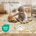 thumbnail image 4 of ODIKA 8'x10' Washable Area Rug Non-Slip Chair-Friendly Mat Cute Cartoon Kittens Ribbon Bows Blooming Flower Border Boho Flowing Dynamic for Dining Room, Large Office, Lounge, 4 of 7