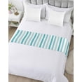 thumbnail image 5 of Bed Runner Scarf Cal King Size, Aqua Ombre Grey Striped Stain Bed Runners & Scarves for Foot of Beds, Farmhouse Stripe Modern Decorative Bedding Runner Scarf for Hotel Home Bedroom, 5 of 6