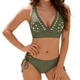 thumbnail image 6 of Maqroz Crochet Tie Side Bikini Set for Women Knitted Texture Two Piece Swimsuit Padded Bra Bathing Suit Boho Beachwear Summer Pool Party Vacation Essential Swimming Costume Swimwear, 6 of 9