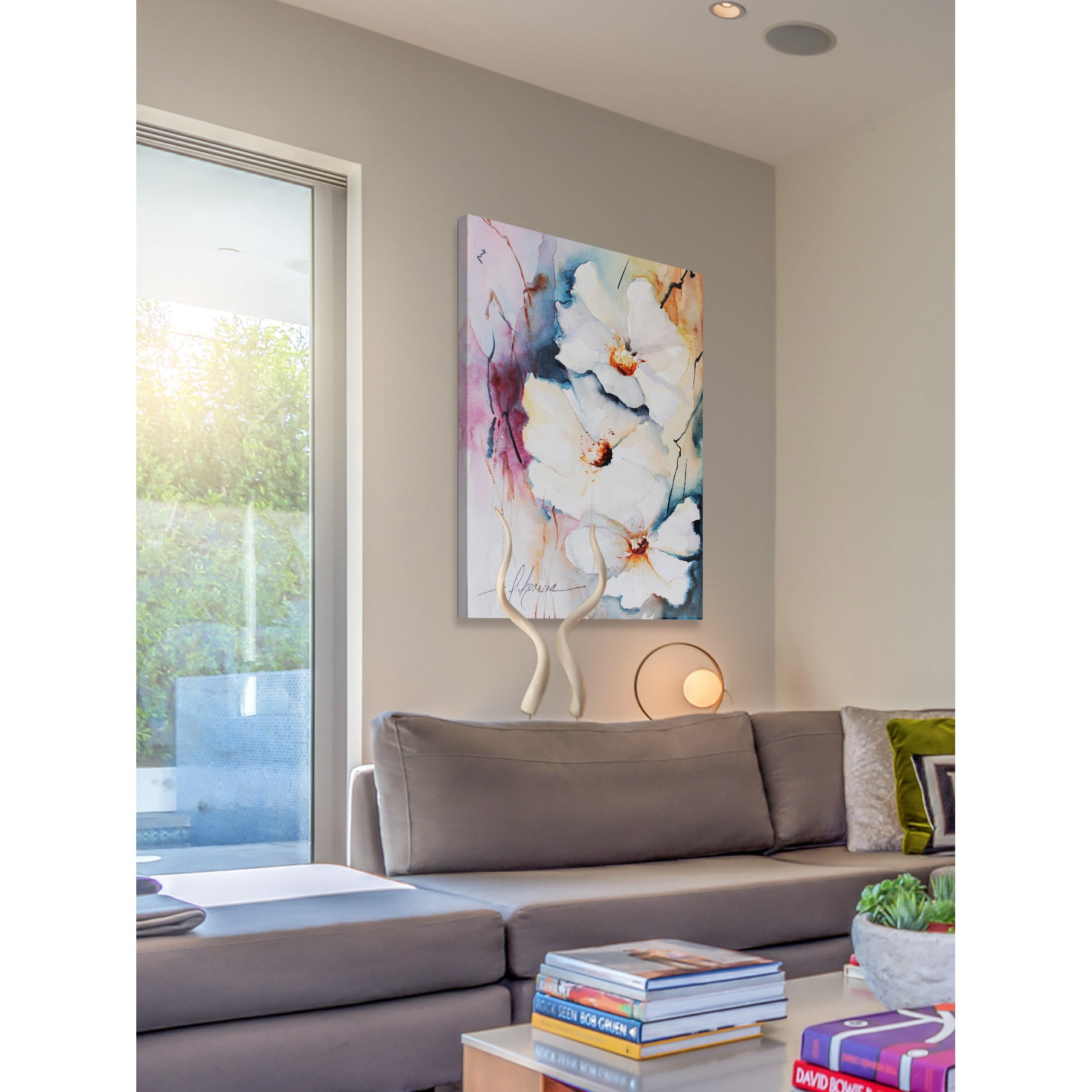 Marmont Hill "White Floral Spread I" Painting Print on Wrapped Canvas