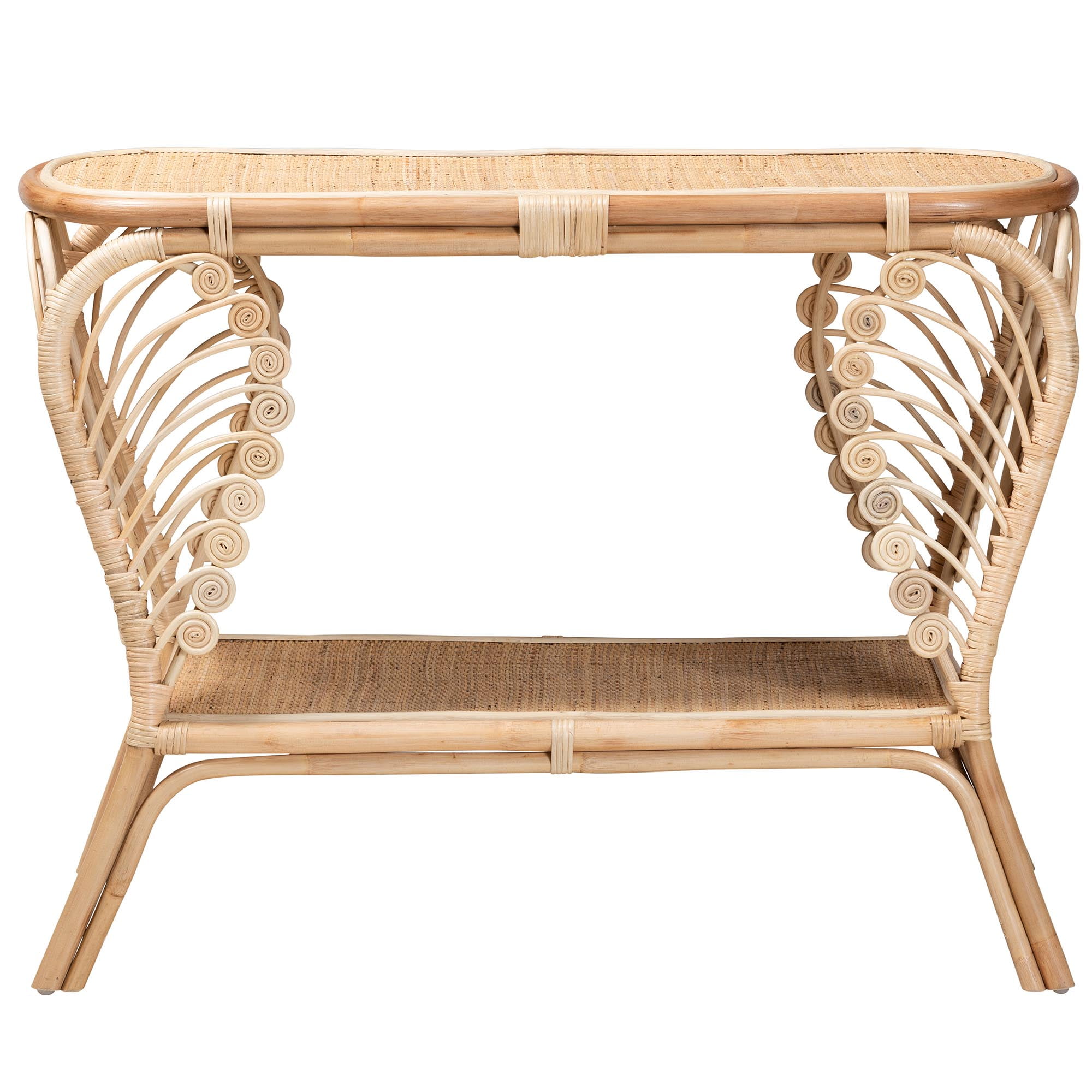 bali & pari Bastet Rattan BOHO Console Tables, Natural Brown