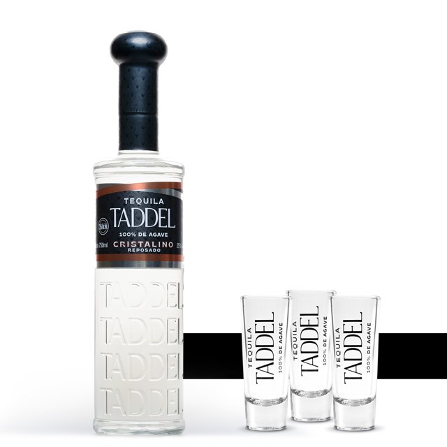 Tequila Taddel Cristalino 750ml + 3 Tequileros Taddel