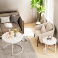thumbnail image 4 of Nesting Coffee Table Set of 2, 23.6" Round Wooden Tables with Metal Frame, Side Tables for Living Room, Bedroom, Balcony, Modern Home Furniture, 4 of 8