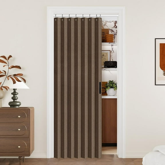 Door Curtains for Doorways - Brown Curtains for Closets Doors Privacy Room Divider for Room Separation,1 Panel with Tieback, W39 x L78, Brown