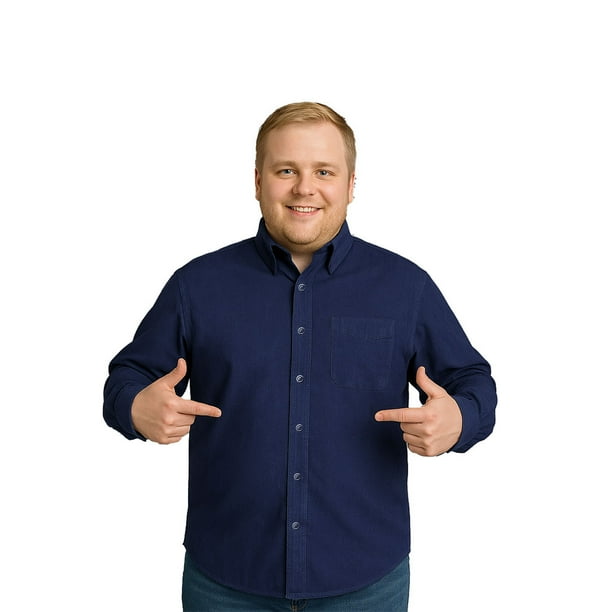 Big Kong Camisa Tallas Grandes Hombre Marino Lisa Oversize Manga Larga