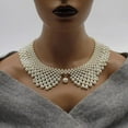 thumbnail image 3 of Pearl Necklace, High Quality Artificial Pearl and Alloy Handmade Durable Detachable Artificial Pearl Beaded False Collar for Women, White, Circumference: 51cm-80cm, 3 of 7