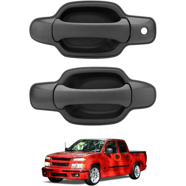 HUGFEGWE Outer Door Handle Set (Pair), Compatible with 2004-2012 Chevy Colorado, GMC Canyon, Isuzu, Exterior Front or Rear Right Passenger & Front Left Driver, with Key Hole, OE# 79316, CJ25311-13462